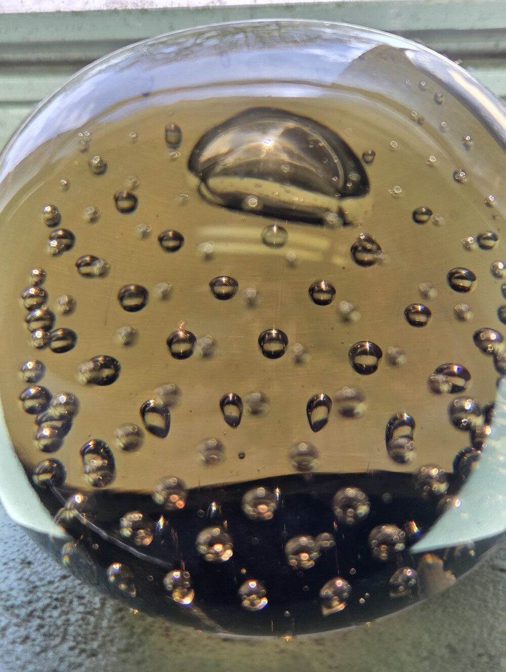 Whitefriars Amber Glass Bubble Paperweight
